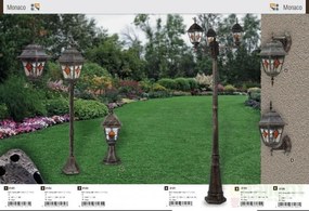 Aplica de perete exterior IP43, down light, auriu antic, sticla Tiffany, Monaco 8181 RX