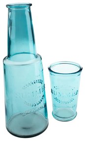 Carafă din sticlă cu pahar Dakls, 800 ml, albastru