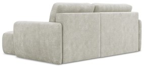 Colțar crem extensibil/cu spațiu de depozitare cu tapițerie din chenille (cu colț pe partea dreaptă/cu șezlong) Lilo – Makamii