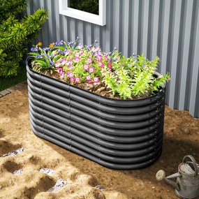 Outsunny Recipient pentru plante, ghiveci metalic cu margine de siguranță și mănuși, podea deschisă, 160B x 80T x 80H cm, Gri închis | Aosom Romania