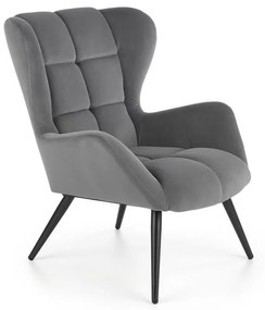 Fotoliu Tyrion velvet gri H91 cm
