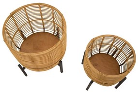 Set 2 suporturi pentru ghivece din ratan Mauro Ferretti, înălțime 47 cm