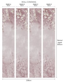 Tapet Trailing Magnolia, Blush Pink Luxury Floral, 1838 Wallcoverings, 6.5mp / rola