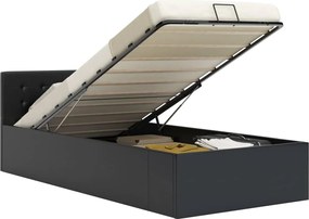 vidaXL Cadru pat hidraulic, depozitare, negru, 100 x 200 cm, piele eco
