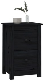 Noptiere, 2 buc., negru, 40x35x61,5 cm, lemn masiv de pin 2, Negru