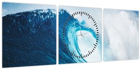 Tablou - Val oceanic (cu ceas) (90x30 cm)