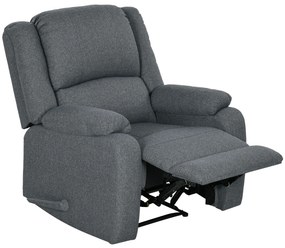 HOMCOM Fotoliu de relaxare, funcție de culcare și suport de picioare, reglabil, până la 150 kg, cadru din oțel, 90 x 96 x 98 cm, Gri | Aosom Romania