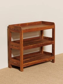 Consola din lemn reciclat, cu 3 rafturi, Tridon