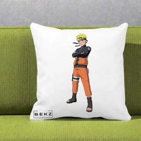 Perna Personalizata Naruto Uzumaki Portret Complet, 40x40 cm, Alba Mata, Husa Detasabila, Perna Inclusa, BEKZ®