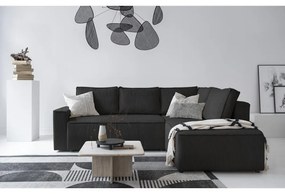 Colțar gri antracit extensibil cu tapițerie din catifea reiată (cu colț pe partea dreaptă) Brave Dave – Miuform