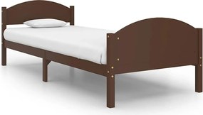 vidaXL Cadru de pat, maro închis, 100x200 cm, lemn masiv de pin