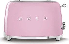 Prajitor de paine SMEG 50's Style TSF01PKEU, 950 W, 2 felii, 6 trepte, Tava pentru firimituri, Cablu integrat, Otel inoxidabil, Roz