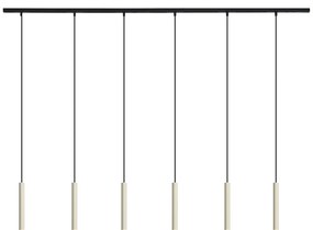 Sistem modern de iluminat pe șine cu 6 pendule bej cu negru monofazat - Slimline Keno