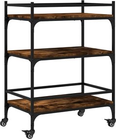 vidaXL Cărucior de bucătărie stejar fumuriu 65x40x86,5cm lemn prelucrat