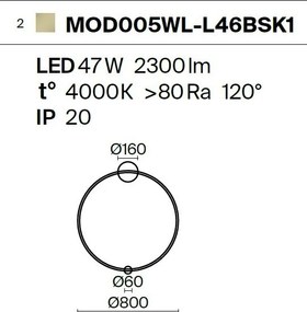 Aplica LED de perete design modern Halo alama 80cm