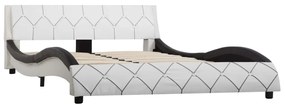285645 vidaXL Cadru de pat, alb și negru, 140 x 200 cm, piele ecologică