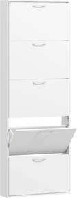 HOMCOM Dulap pentru Pantofi Subțire cu 5 Uși 65x17x180,5 cm în Lemn Alb | Aosom Romania