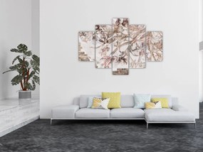 Tablou - Frescă florală pe un perete de cărămidă (150x105 cm)