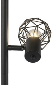 Lampa de podea de design neagra cu 3 lumini reglabile - Mesh