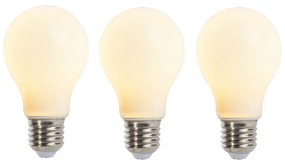 Set de 3 becuri cu filament LED E27 reglabile cu intensitatea luminii, mat, 5W, 380lm, 2350K