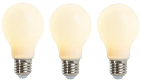 Set de 3 becuri cu filament LED E27 reglabile cu intensitatea luminii, mat, 5W, 380lm, 2350K