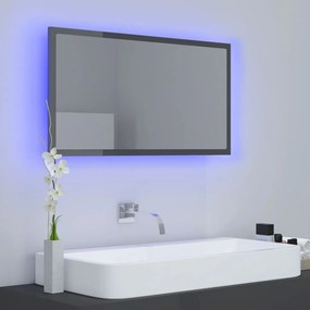 Oglinda de baie cu LED, gri extralucios, 80x8,5x37 cm gri foarte lucios