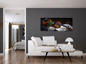 Tablou - Trandafiri și vioară (120x50 cm)