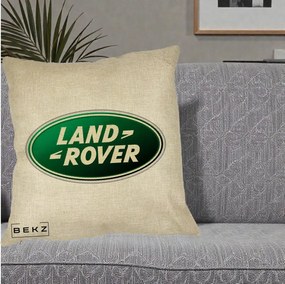 Perna Personalizata cu emblema Land Rover, 40x40 cm, Crem, Husa Detasabila, Perna Inclusa, BEKZ®