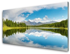 Tablouri acrilice Forest Lake Peisaj Verde Albastru