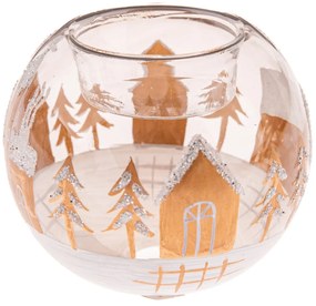 Sfeșnic din sticlă cu model de Crăciun Snowy Land – Dakls