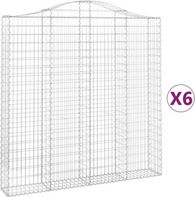 vidaXL Coșuri gabion arcuite 6 buc. 200x30x200/220 cm fier galvanizat