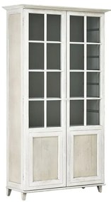 Bufet inalt cu 2 usi, alb, din lemn masiv de pin reciclat, aspect vintage, Lhettie