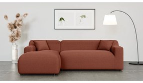 Colțar cărămiziu cu tapițerie din catifea reiată (cu colț pe partea stângă, cu șezlong) Martin – Ropez