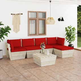 3063510 vidaXL Set mobilier grădină din paleți cu perne, 6 piese, lemn molid