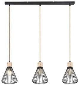 Lustra cu 3 pendule design industrial Farfalle negru