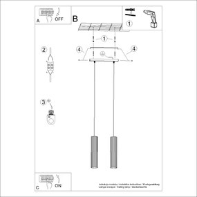 Lustră pe cablu Sollux SL.1555 KARBON 2xGU10/10W/230V auriu
