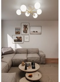 Lustră pe tijă MAGNUM 6xE14/10W/230V alb/auriu