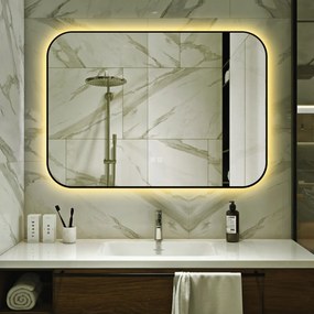 🪞 Oglindă LED cu Touch și Funcție Dezaburire – Ramă Negru, 100x70 cm, Model J187-10070 Smack