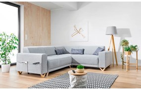 Colțar gri deschis extensibil/cu spațiu de depozitare (cu colț pe partea dreaptă/în formă de ”L”) Classy Sophie – Miuform