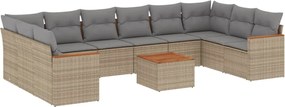 vidaXL Set canapele de grădină, 11 piese, cu perne, bej, poliratan