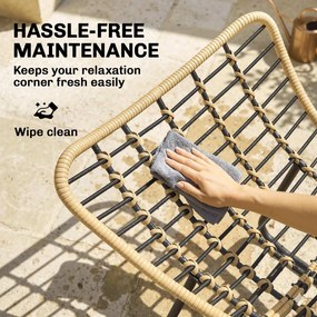 Outsunny Fotoliu balansoar din ratan, șezlong de grădină cu perne groase, balansoar de grădină până la 120 kg, interior/exterior, 87 x 110 x 70 cm, Gri | Aosom Romania