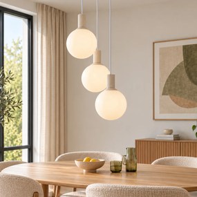 Lampă suspendată scandinavă bej cu sticlă opală cu 3 lumini - Polly