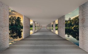 Fototapet - Tunel cu privire spre lac (254x184 cm)