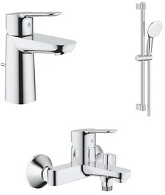Set baterii lavoar cada Grohe BauEdge si dus cu bara Tempesta crom lucios