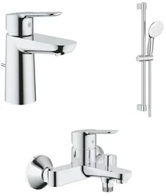 Set baterii lavoar cada Grohe BauEdge si dus cu bara Tempesta crom lucios
