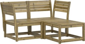 vidaXL Set canapea de grădină, 3 piese, lemn de pin tratat