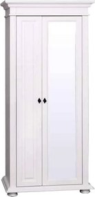 Dulap lemn masiv alb cu oglindă Ariana, 87 × 41 × 200 cm