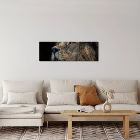 Tablou - Leul maiestuos (cu ceas) (90x30 cm)