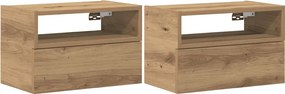 vidaXL Noptiere de perete, 2 buc., Stejar artizanal, 45x26x28,5 cm