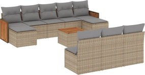 vidaXL Set canapele de grădină cu perne, 11 piese, bej, poliratan